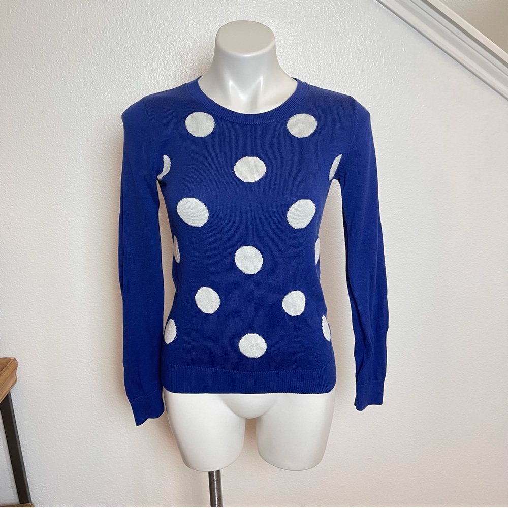 Banana Republic blue and white polka dot sweater size XS